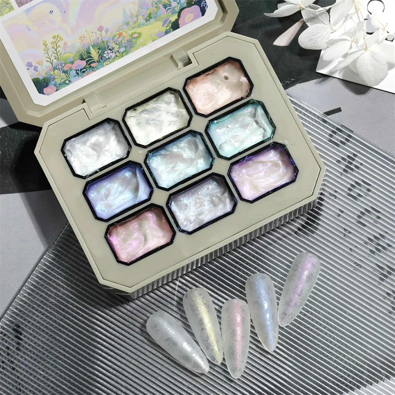 1pc 9-Colors Satin Gel Solid Pat Gel Printing Transfer Aurora Soak off UV&LED Gel Nail Polish Art Jewelry Party Christmas DIY