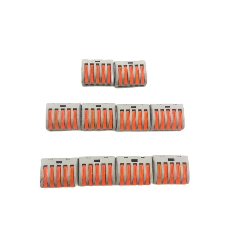 10PCS/lot Terminal Blocks 215 Universal Mini Push In Quick Splice Terminal Electrical Connection Compact Fast Cable Wire Connect