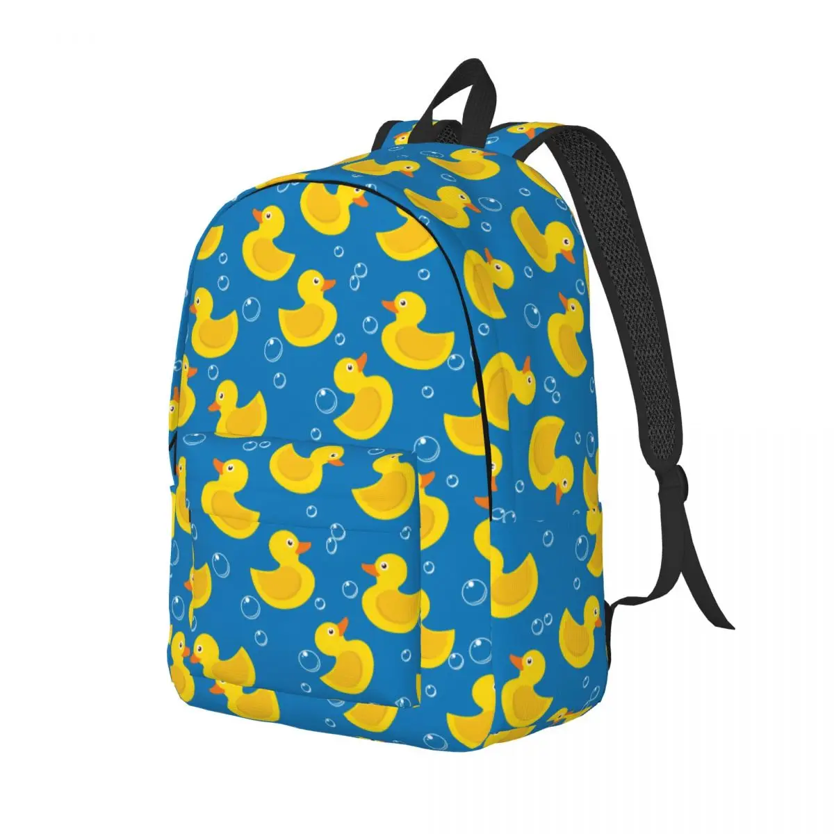 Cute Yellow Rubber Duck Blue Pattern Backpack Elementary High College School Student Animal Bookbag Men Women Daypack Hiking