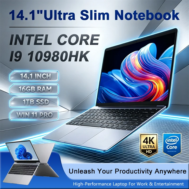 32GB RAM 2TB M.2 SSD Core I9 10980HK Intel 14.1 Inch Pro Laptop 8C 16T Windows 11 Gaming Notebook Office Fast New