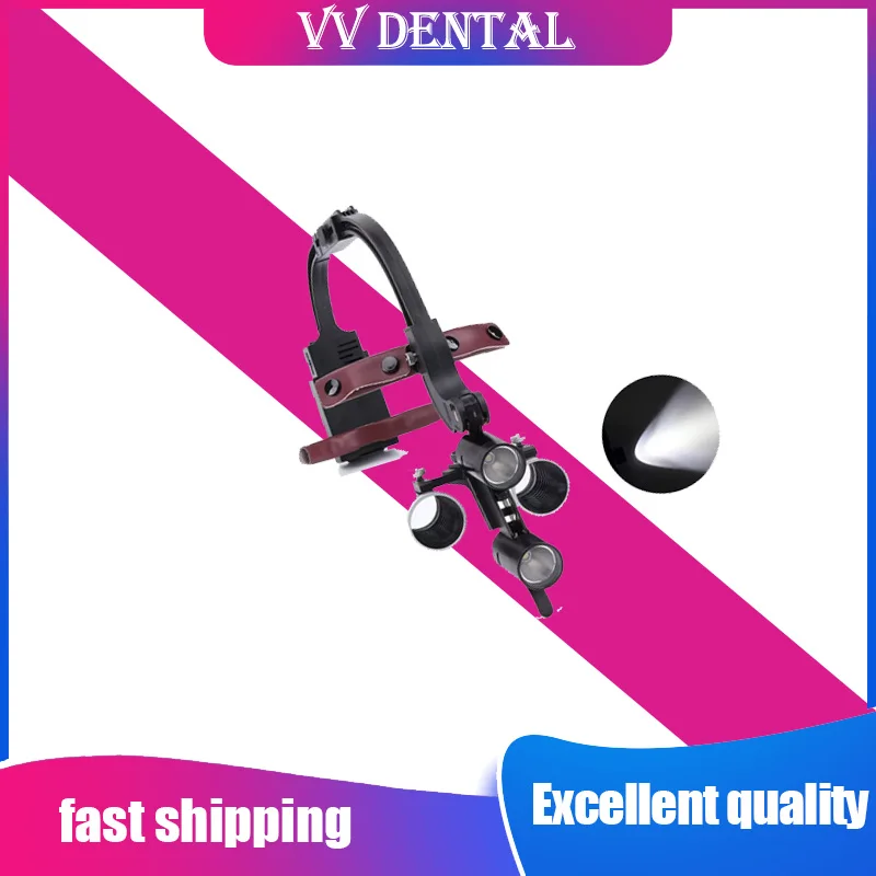 

Стоматологическая налобная лупа (с налобным фонарем) Коробка 5 Вт Light 2,5X 3,5X Бинокулярные лупы