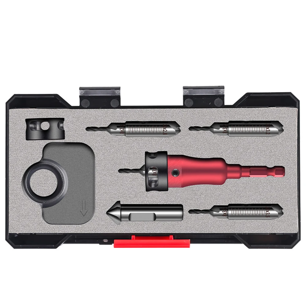 

Adjustable Depth Countersink Drill Bit Set with Dual Diameter Blades and Bit Driver Installation for Woodworking