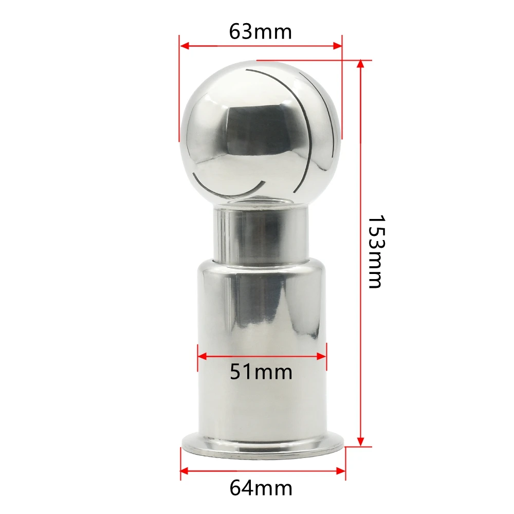 1 "1,5" 2 "2,5" drei Clip 304 316L Edelstahl Rotary Spray Reinigungskugel, geeignet für CIP kann selbstgemachtes Bier – Detail 2