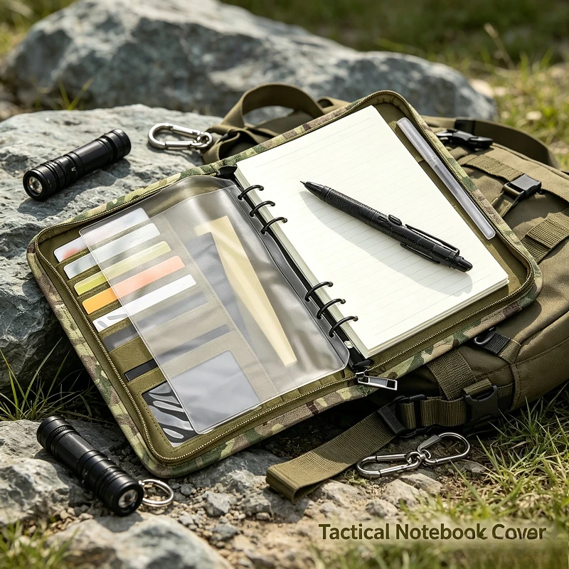 Outdoor Tactical A6 Notebook Protector Cover with Removable Pockets, Refillable Pocket Journal Holder, Waterproof Wear Resistant