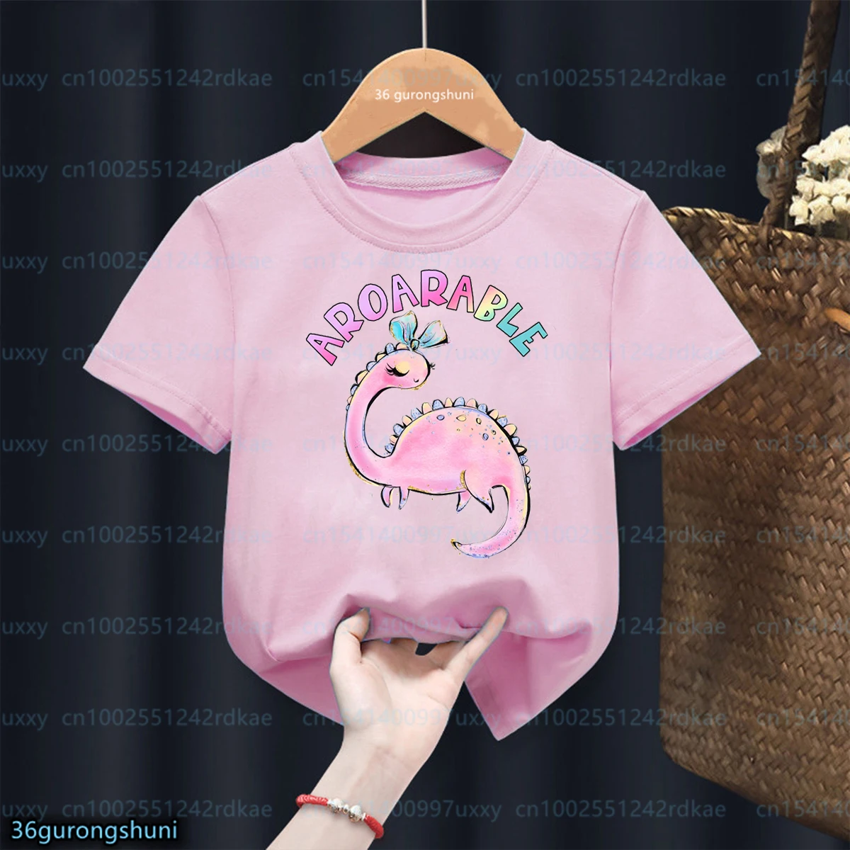 T-shirt Just A Girl Who Loves Dinosaurs pour enfants, joli haut blanc et rose, à la mode, été