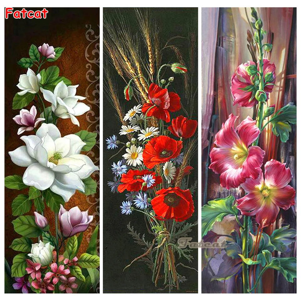 5d Diy Diamond Painting Poppy Flower Embroidery Mosaic Iris Floral Cross Stitch Square/Round Home Decor PP4581