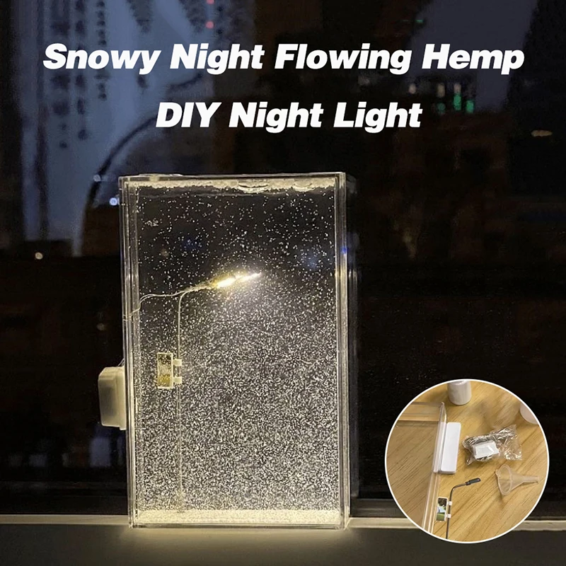 Snowy Night Flowing Lamp Snow Scene Street Night Light  Material Package Desktop Ornament Valentine's Day Gift Snow Globe