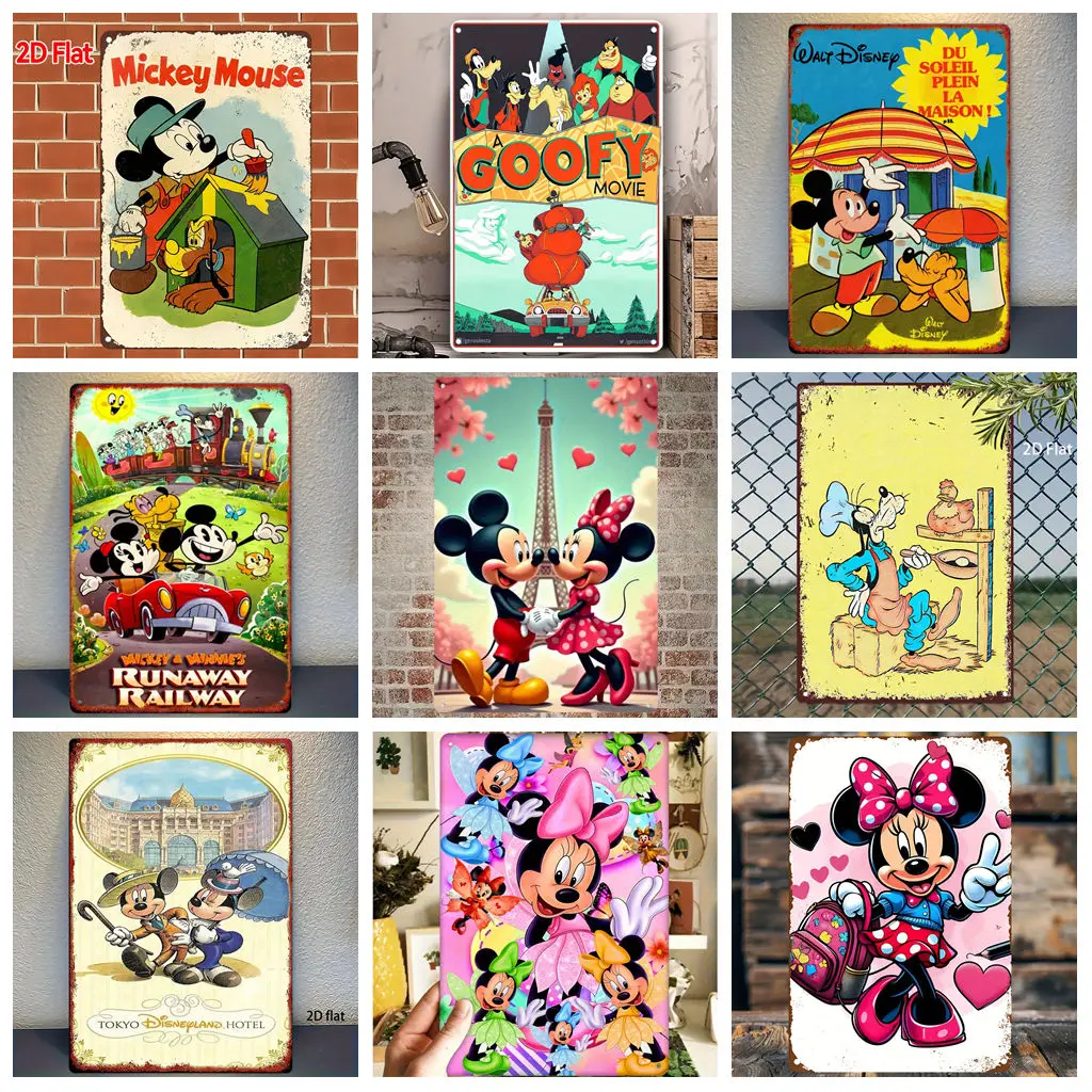 

Miniso Disney Mickey Tin Sign Home Decor Wall Decor Art Wall Mural Room Decoration Decor Retro Metal Sign Plate Bar Posters