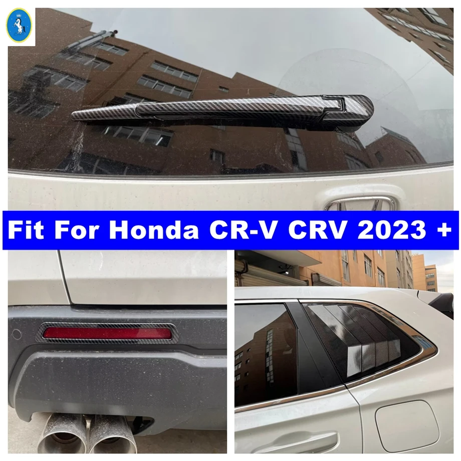 Carbon Fiber Car Rear Fog Lights / Window Louver Shutter / Window Windscreen Rain Wiper Cover Trim For Honda CR-V CRV 2023 2024