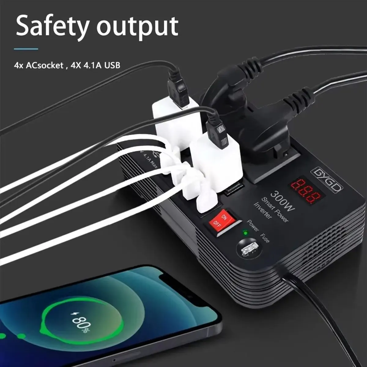 Super Sale Car Inverter 300W High-Power DC 12V to 220V Multi-Function Home Modified Sine WaveAutomotive Power Converter Inverter