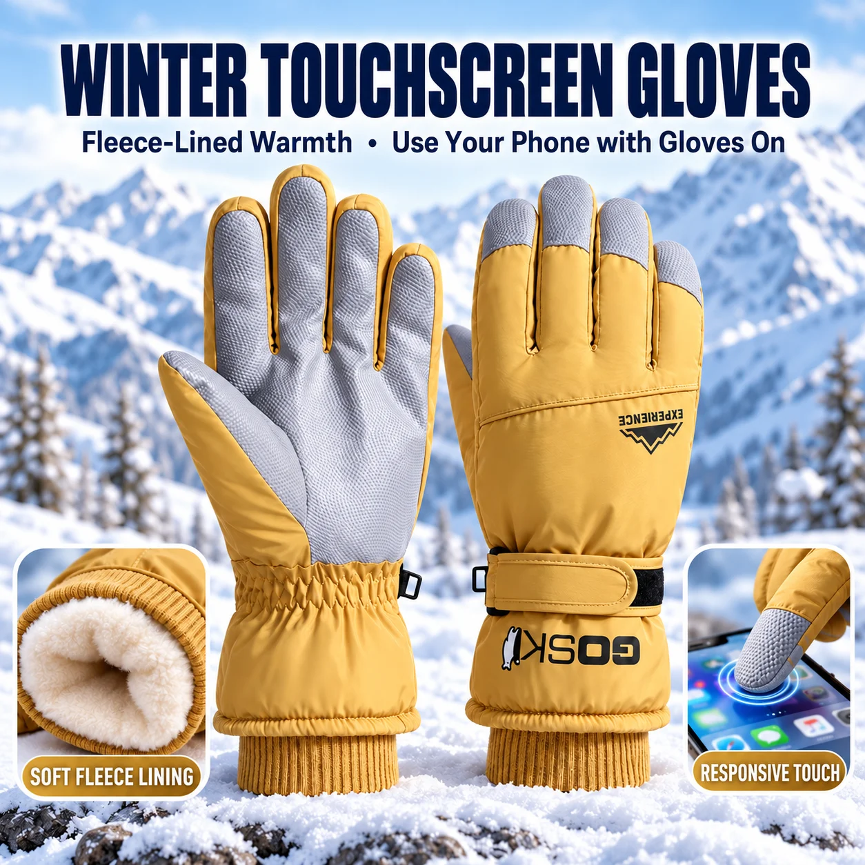 Wool Glove Lined - Gants d’hiver à écran tactile, doublés