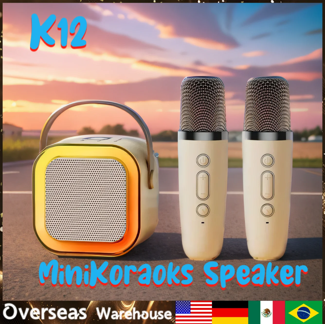 K12 Karaoke Machine Portable Bluetooth 5.3 Pa Speaker System With 1-2 Wireless Microphones Gifts Home Family Singing Children's