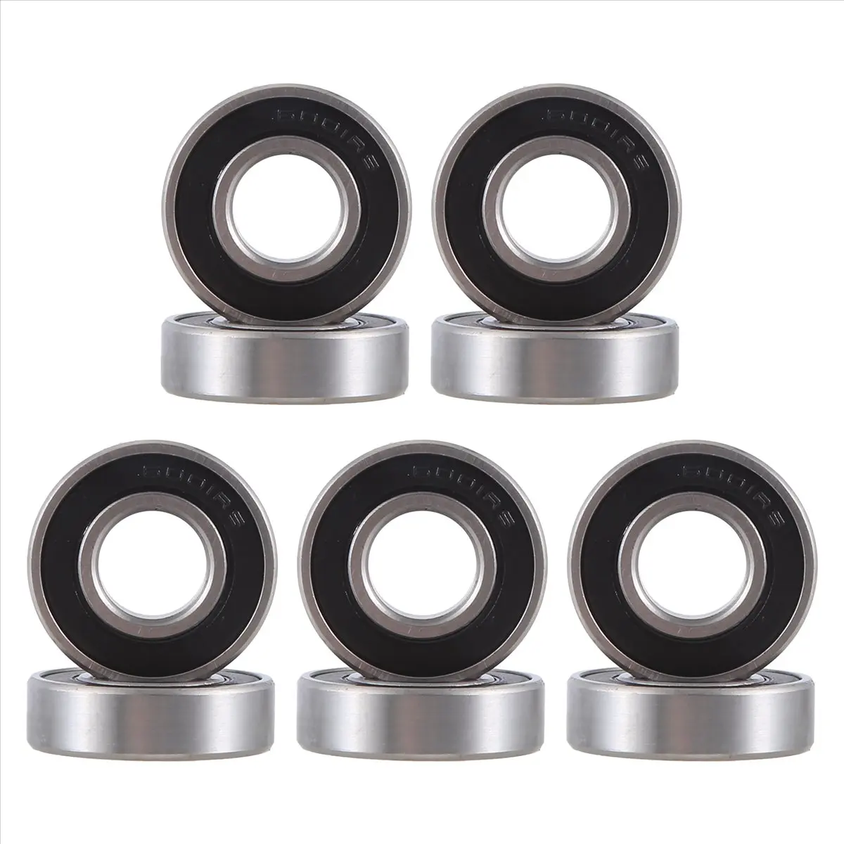 A20I 6001RS Deep Groove Ball Bearing 28 x 12 x 8 mm 10 Pieces, Silver & Black