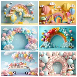 Balloon Rainbow Newborn Baby 1st Birthday Backdrop Girls First Birthday Party Sweet One Baby Shower Photography Background Props