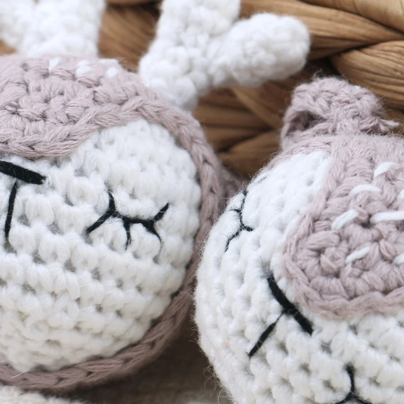 

Handmade Crochet Wool Beads Animal Rabbit Pacifier Clip Chain Accessories Baby Teething Toy Baby Stroller Ornaments