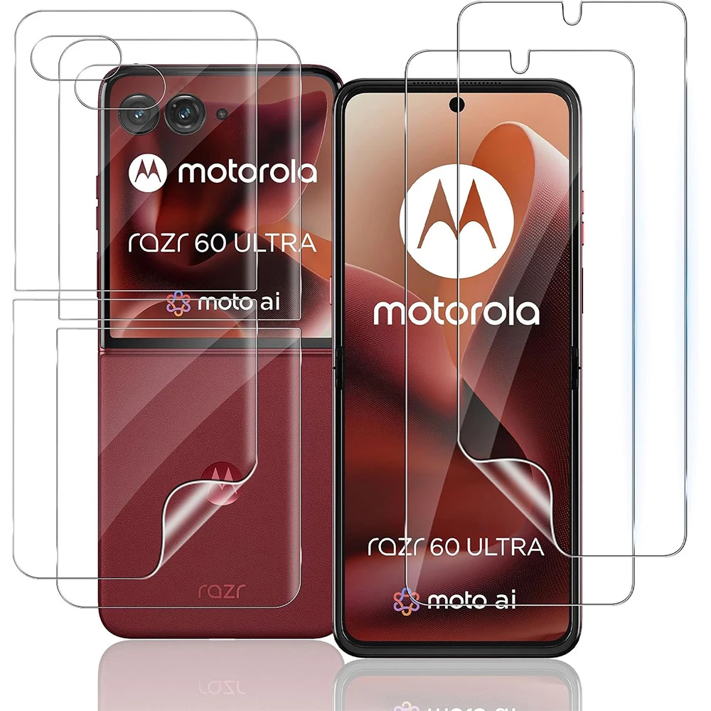 Filme Hidrogel para Motorola, Dianteiro e Verso, Macio Protetor de Tela HD, Motorola Razr 50, Ultra, Moto Plus, 2020, 4 em 1, 2024
