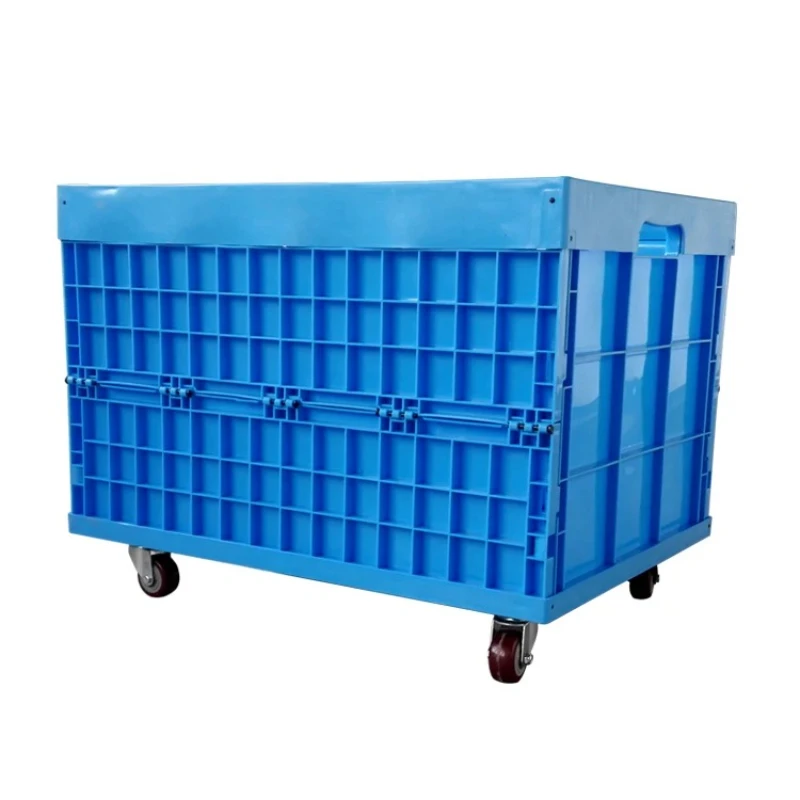 

Large Foldable Plastic Storage Crate With Wheels And Handles Solid PP Refrigerator Packing Bin Boxes Basket Foldable Style