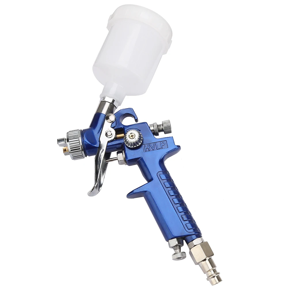 Pneumatic spray gun, primer spray gun, gravity-fed cup, European-style connector, 0.8 mm/1.0 mm nozzle