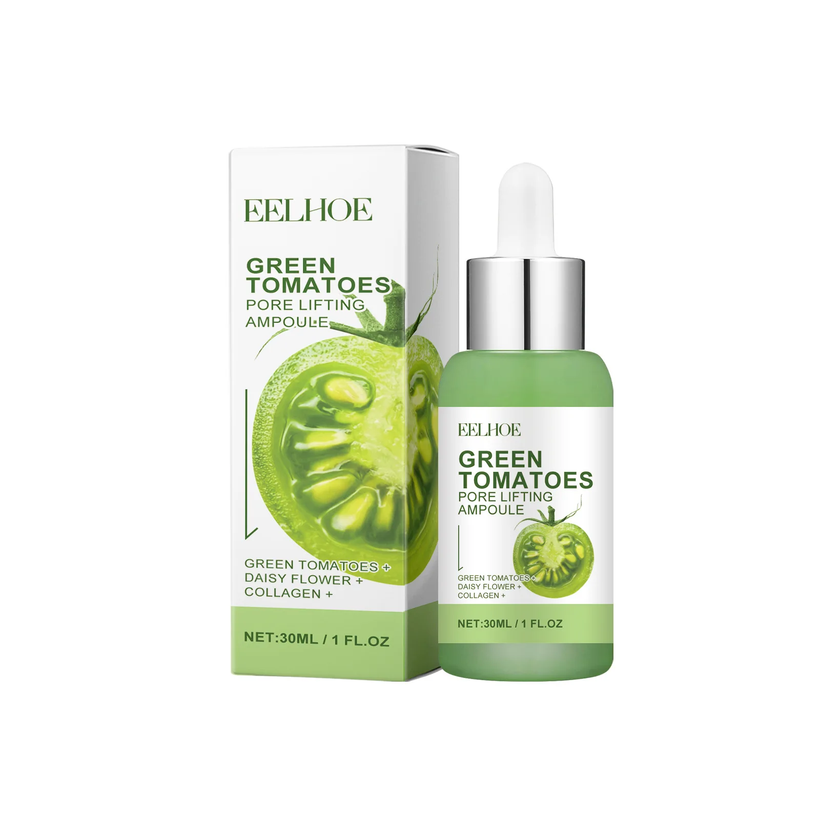 Green Tomato Pore Lifting Ampoule For Shrink Pores Dull Skin Smoothing Nourish Facial Contour Firming Face Hyaluronic Acid Serum