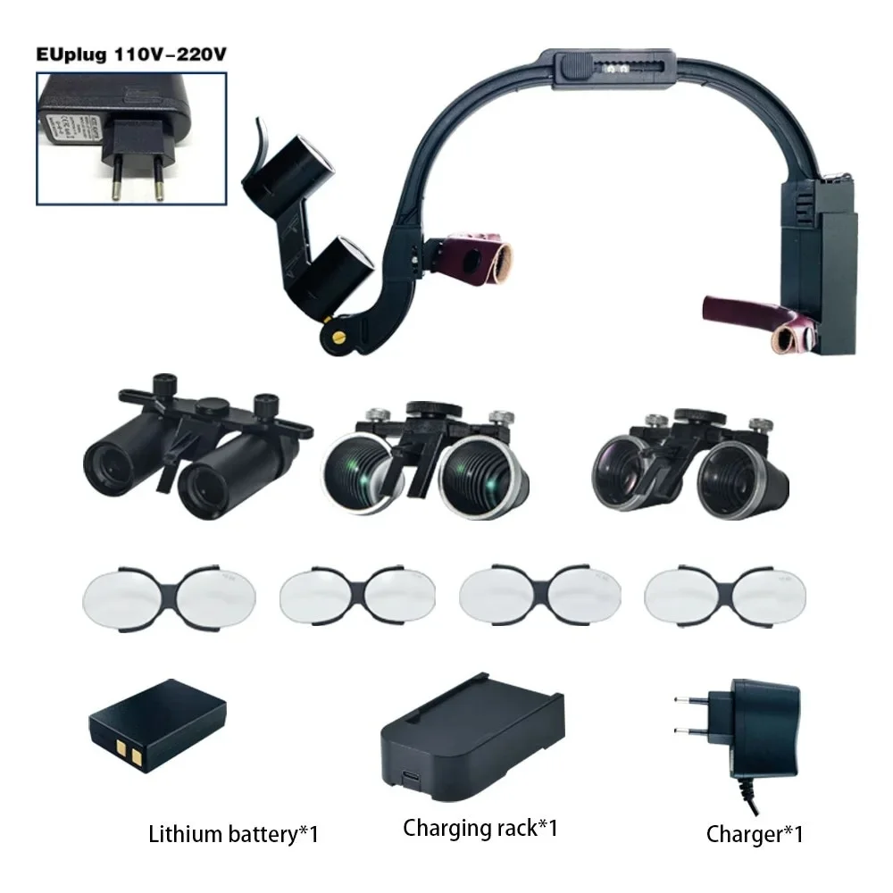 치과용 확대경 쌍안 수술 확대경, 헤드라이트 LED 조명, 치과의사 의료용 확대경, 2.5X 3.5X 5X 6X