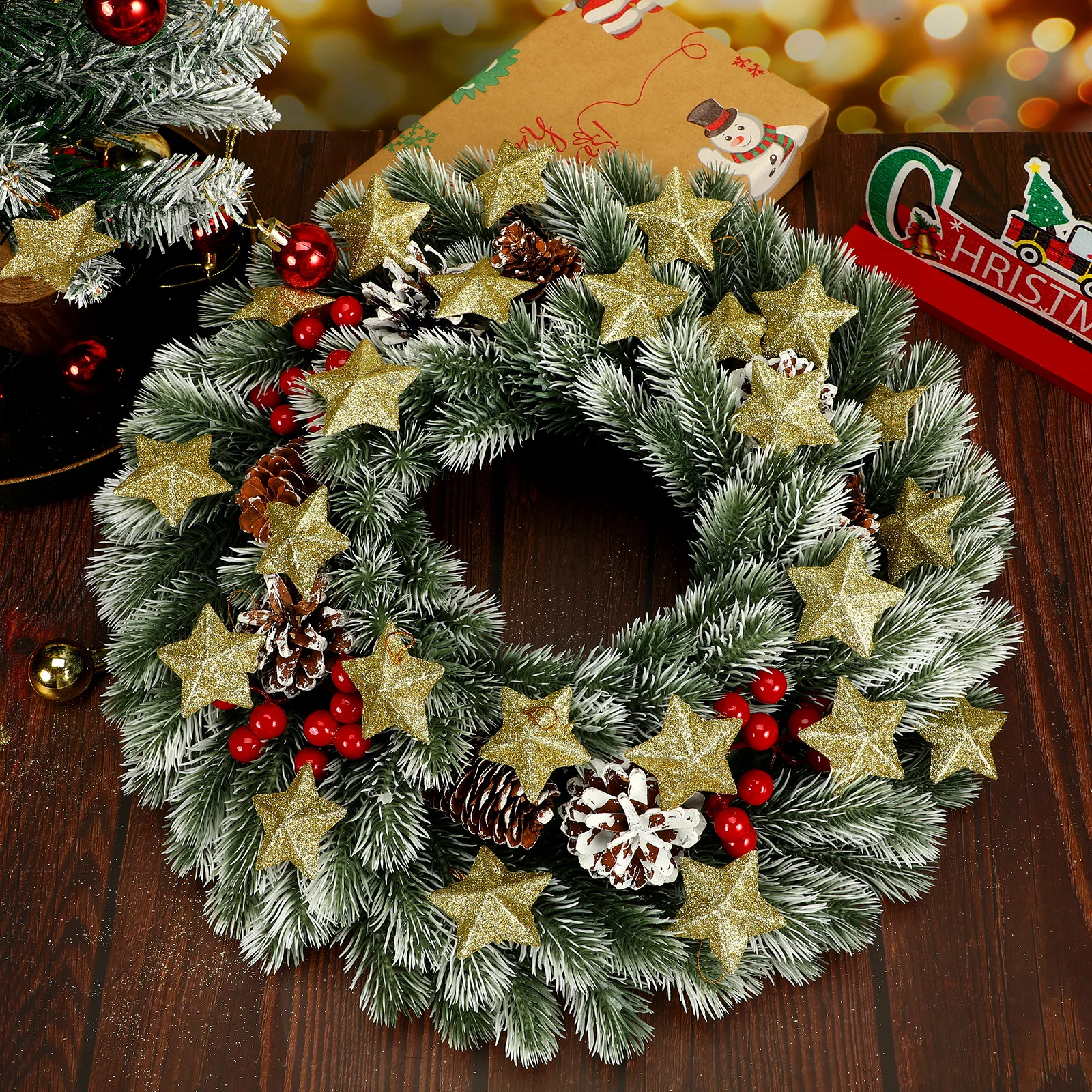 

30 pcs Christmas Tree Hangings Glitter Star Shaped Mini Ornaments Holiday Decorations For Home Office Xmas Pendant Festive Tree