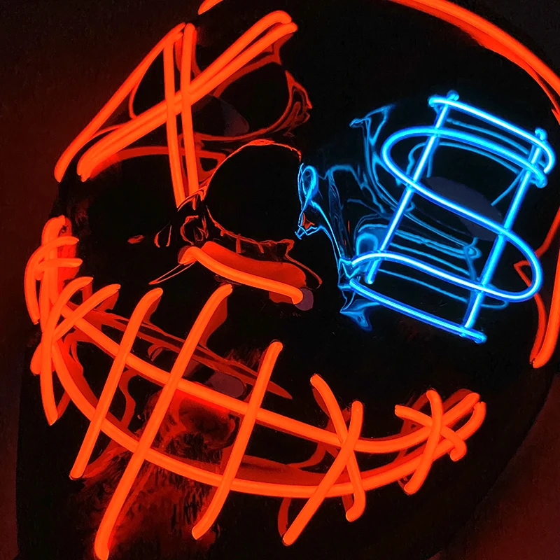 Bezprzewodowa maska Horror Luminous Purge Mask Świecąca maska LED na twarz Materiały Cosplay Rozświetlona maska przebierańcza dla mężczyzn dla dorosłych dzieci