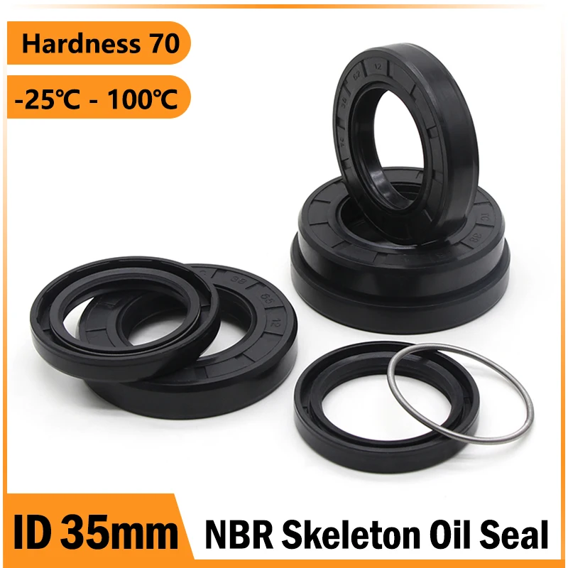 ID 35mm NBR Oil Seals TC-35*42/45/47/48/50/52/55/58/60/62/65/68/70/80*5/7/8/10/12mm Black Nitrile Rubber Shaft Double Lip Gasket