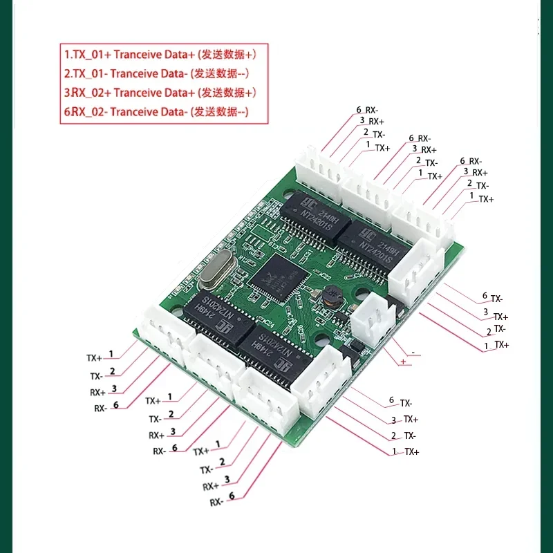 Módulo de interruptor ethernet industrial não gerenciado, 5/8 portas, 10/100m, placa pcba, oem, portas de detecção automática, placa pcba, placa-mãe oem