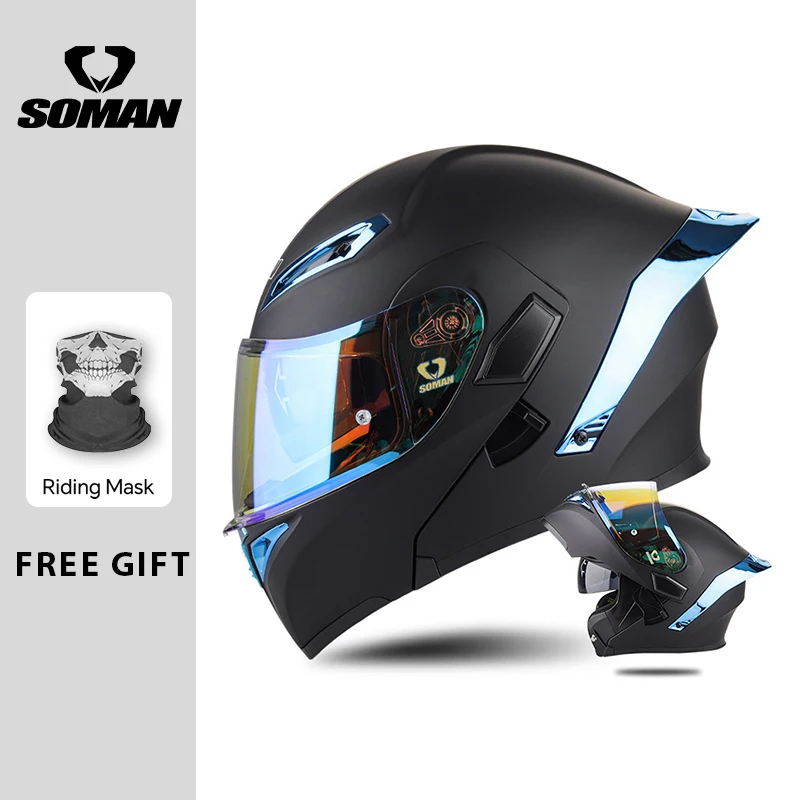 

Four Seasons DOT Approved Flip Up Helmet Dual Visors Modular Helmets Full Face Motorcycle Helmet Motorbike Moped Racing