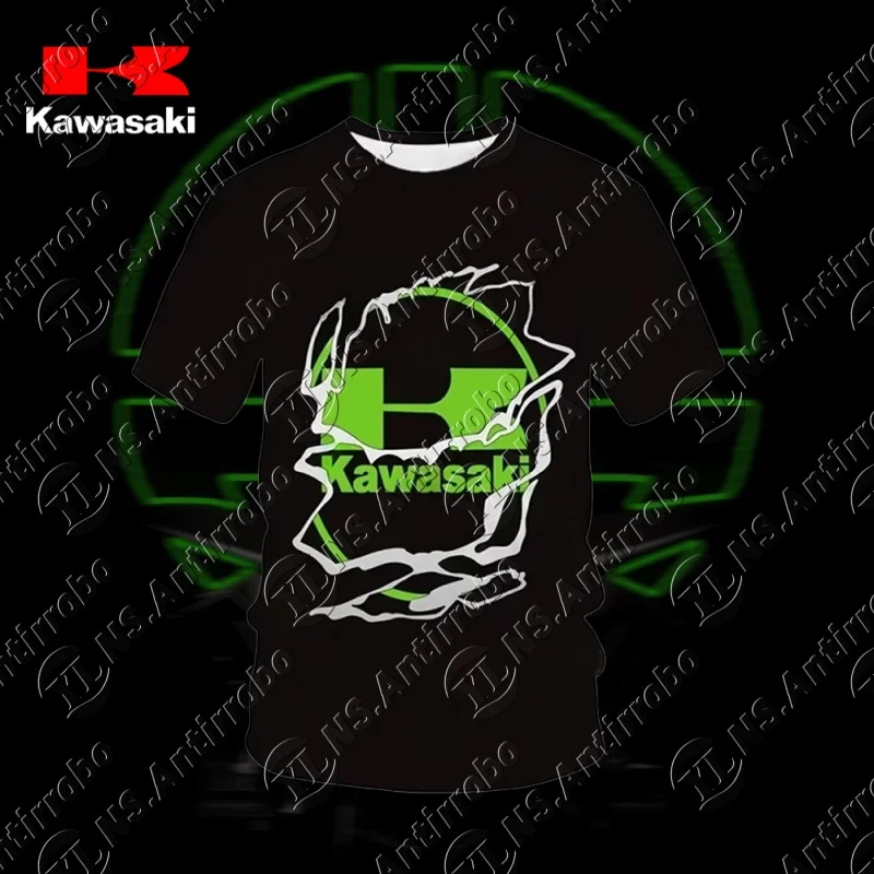 

25/26 Outdoor Cycling Speed Dry T-shirt Men's Kawasaki Motorcycle Team Training 3D Printed Loose Large T-shirt
