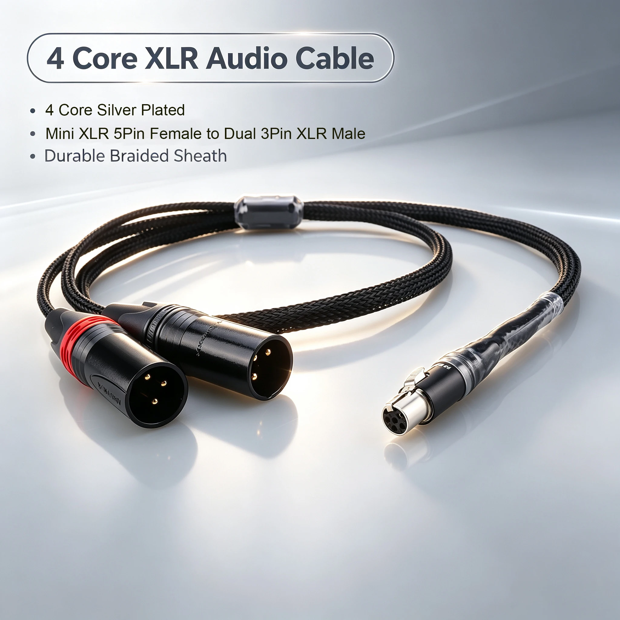 A10 Silver Plated Audio Cable Mini XLR 5Pin Female to Dual 3Pin XLR Male Audio Cord for Professional HiFi Audio Equipment