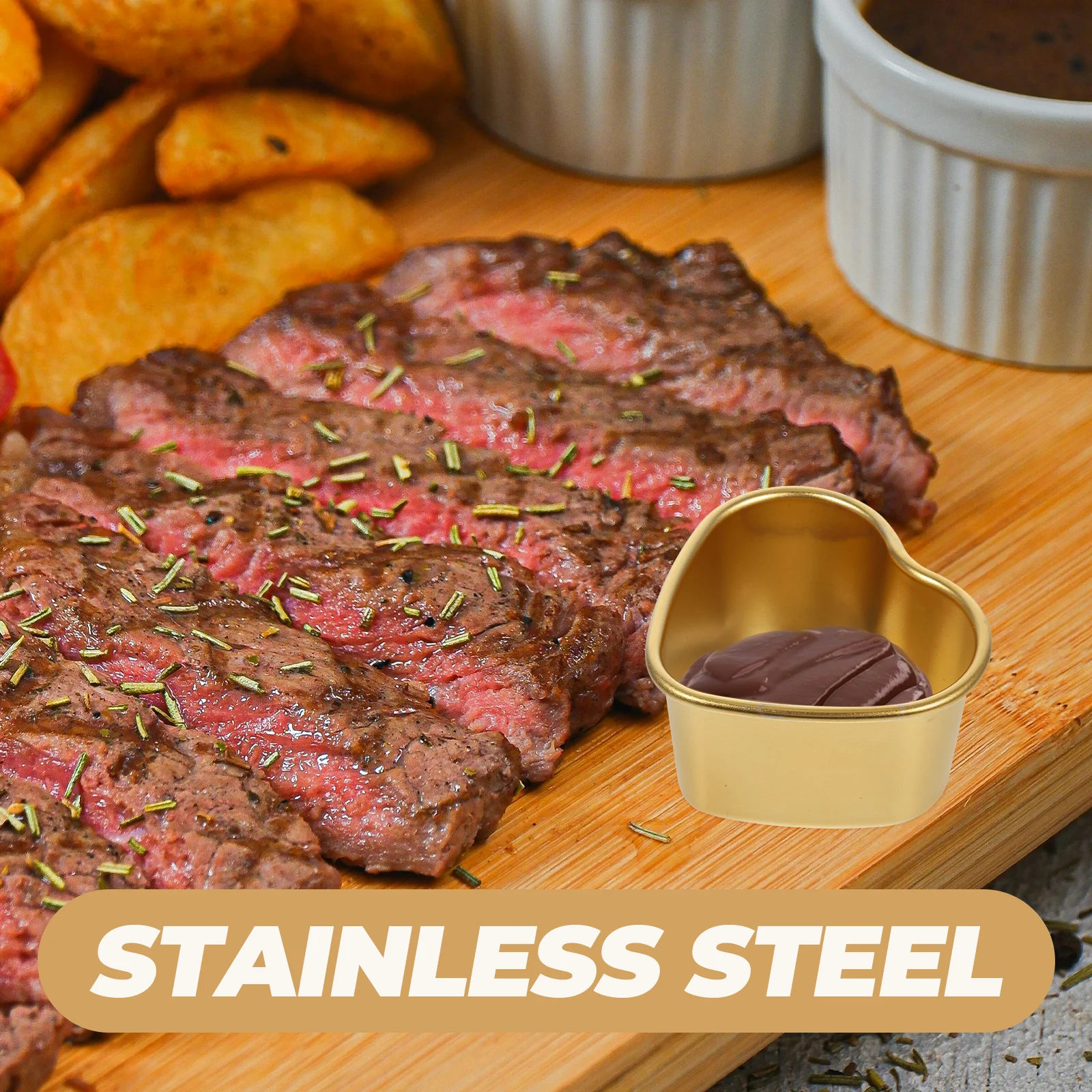 

Stainless Steel Sauce Dish for BBQ Dipping Condiments Small Bowl Heart Shape Seasoning Plate Sushi Grill Ketchup Tray Leakproof