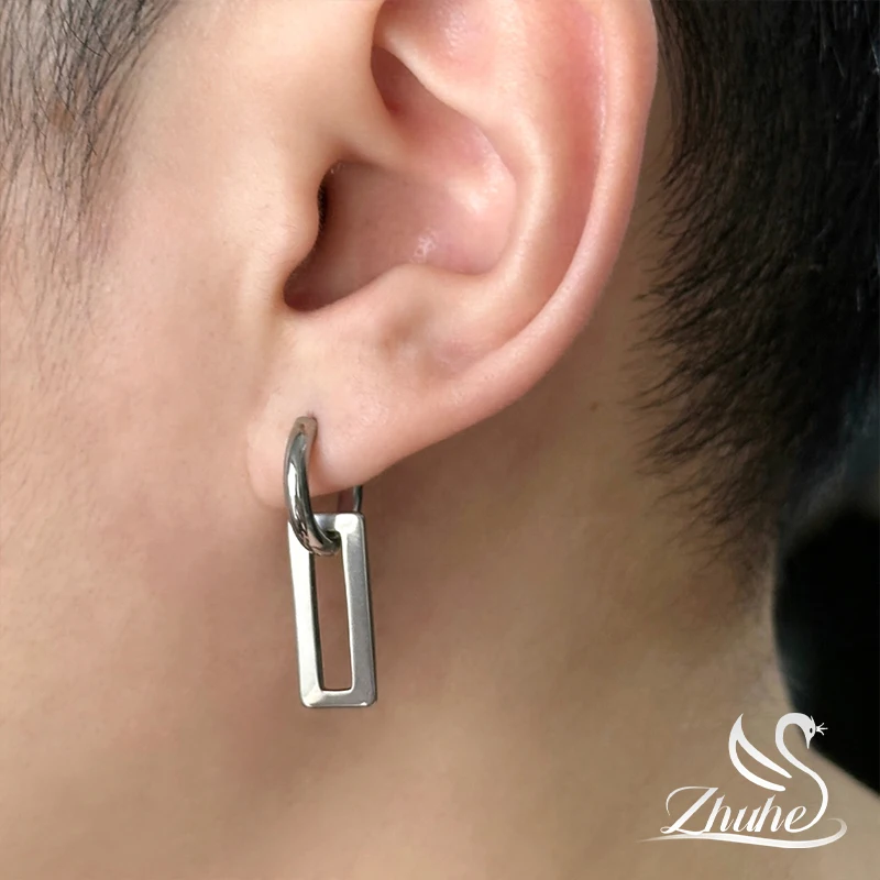 

ZHUHE Asymmetrical Geometric Earrings Hip Hop Rock Style Men's And Women's Copper Alloy Jewelry Party Gifts