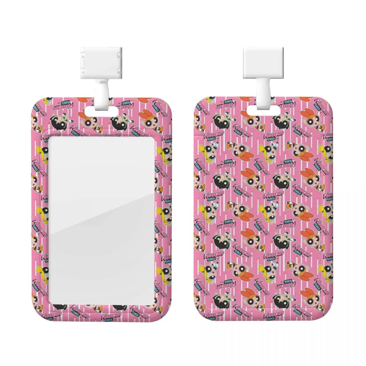 

Custom The P-Powerpuffs Girls Pink Card Badge Holder Card Holder Men Women Neck Strap ID Credential Holder For Nurse