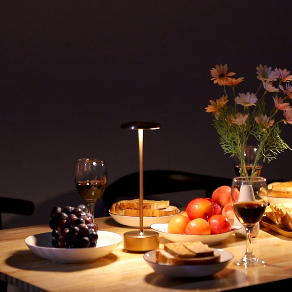 Lâmpada de mesa sem fio pode ser escurecido lâmpada cabeceira restaurante atmosfera iluminação para interior e exterior metálico preto