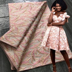 2024 Damask African Brocade Lace Fabric High Quality Jacquard Nigerian Lace Fabric Elegant Wedding Dress for Women Sewing A3729