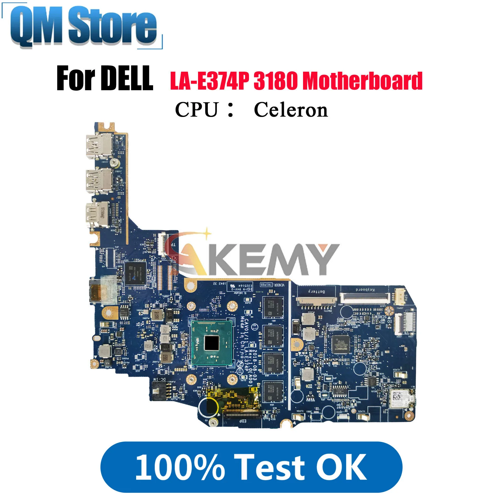 

4 ГБ ОЗУ 16 ГБ-SSD для Dell Inspiron 3180 LA-E374P, материнская плата для ноутбука, материнская плата для ноутбука с процессором N3060 0JMNGV 03G5CF протестировано, ОК