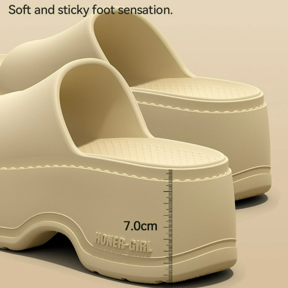 Women's Thick-Soled Heightening 7cm Slippers Women's New Summer Outer Wear Beautiful Heightening Non-Slip Seaside Beach Sandals image 4