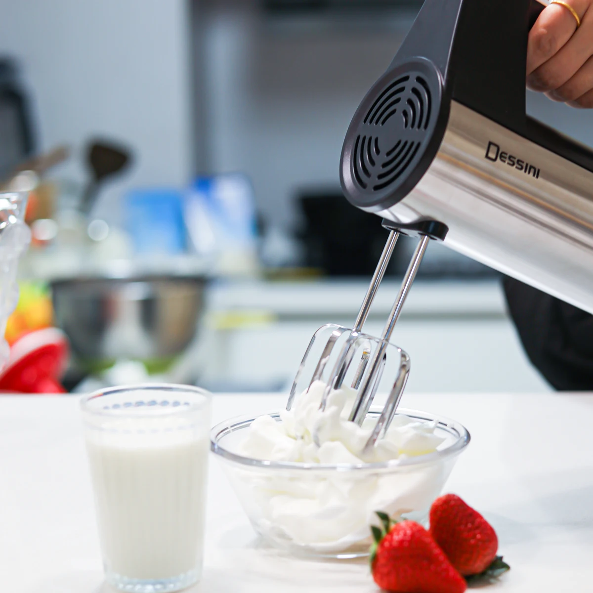 Dessini-Electric Handheld Whisk Maker, Misturadores de Ovos, Misturador De Mão, Liquidificador De Massa De Cozinha e Ganchos De Massa, 600W