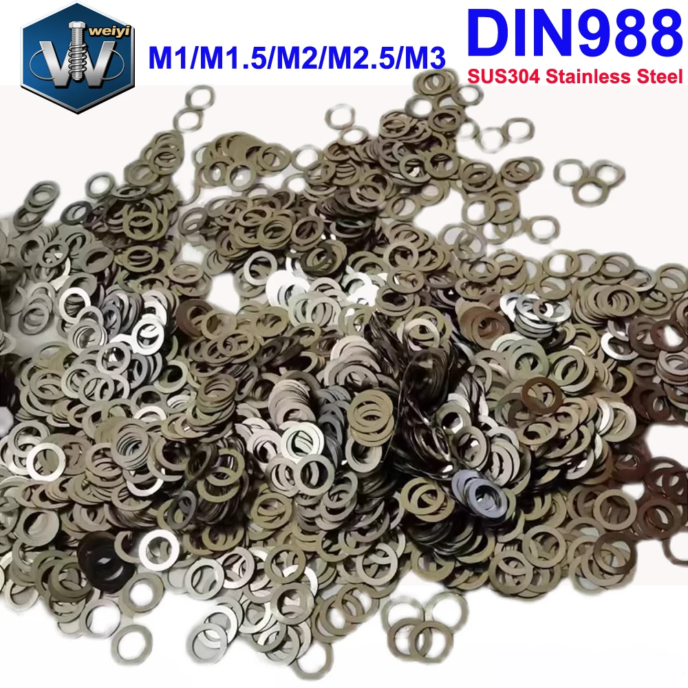 Weiyi M1 M1.5 M2 M2.5 M3 DIN988 SUS304 Stainless Steel Adjusting Shim Washers Ultra-thin Plain Washer Small Flat Gaskets