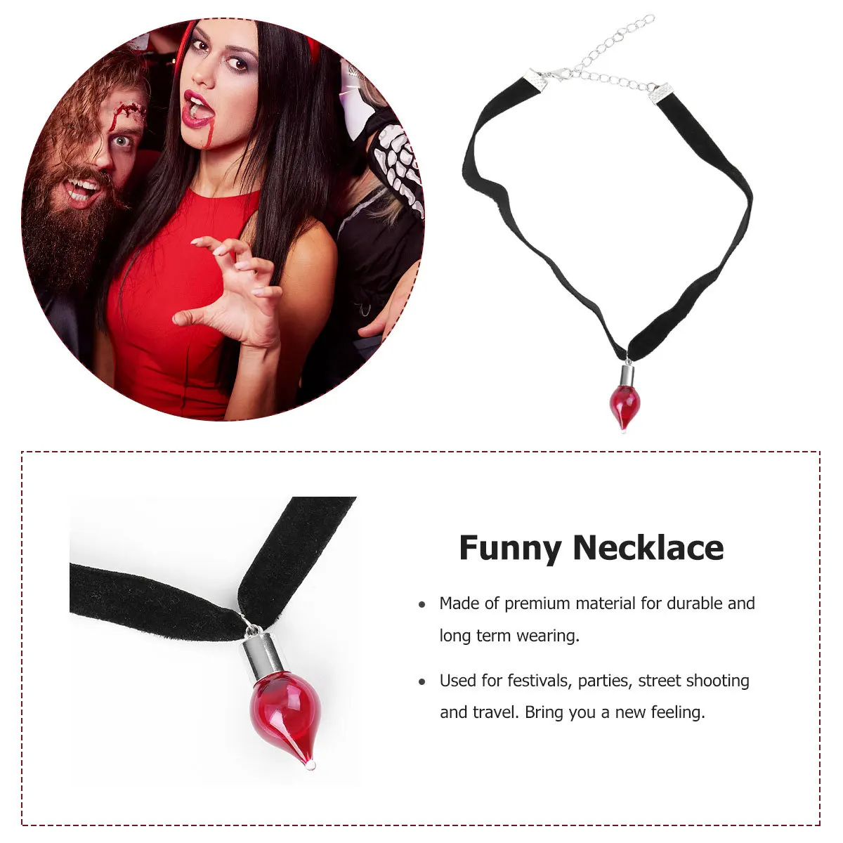 

Necklace Blood Vial Decoration Accessory Nightclub Halloween Red Ornament Jewelry