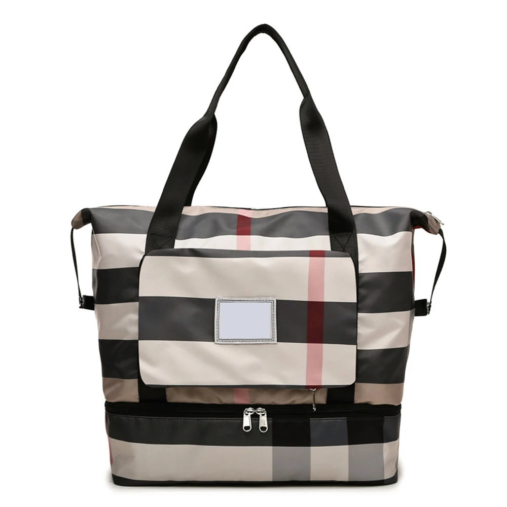 Travel Duffel Bags for Women Color Blocks Patterns Large Capacity for Trolley Handle