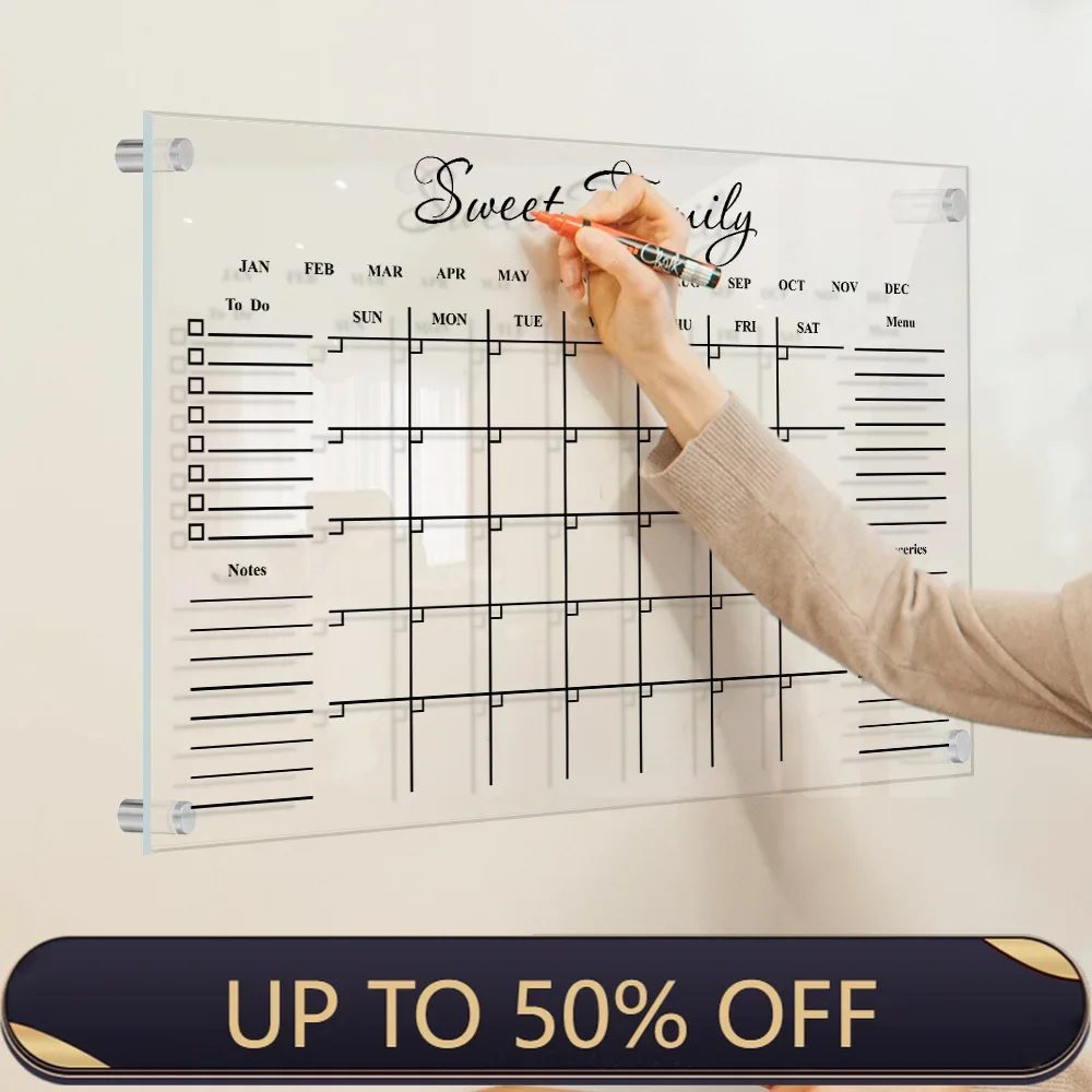 Acrylic UV printed calendar table study wall weekly plan can be erased itinerary