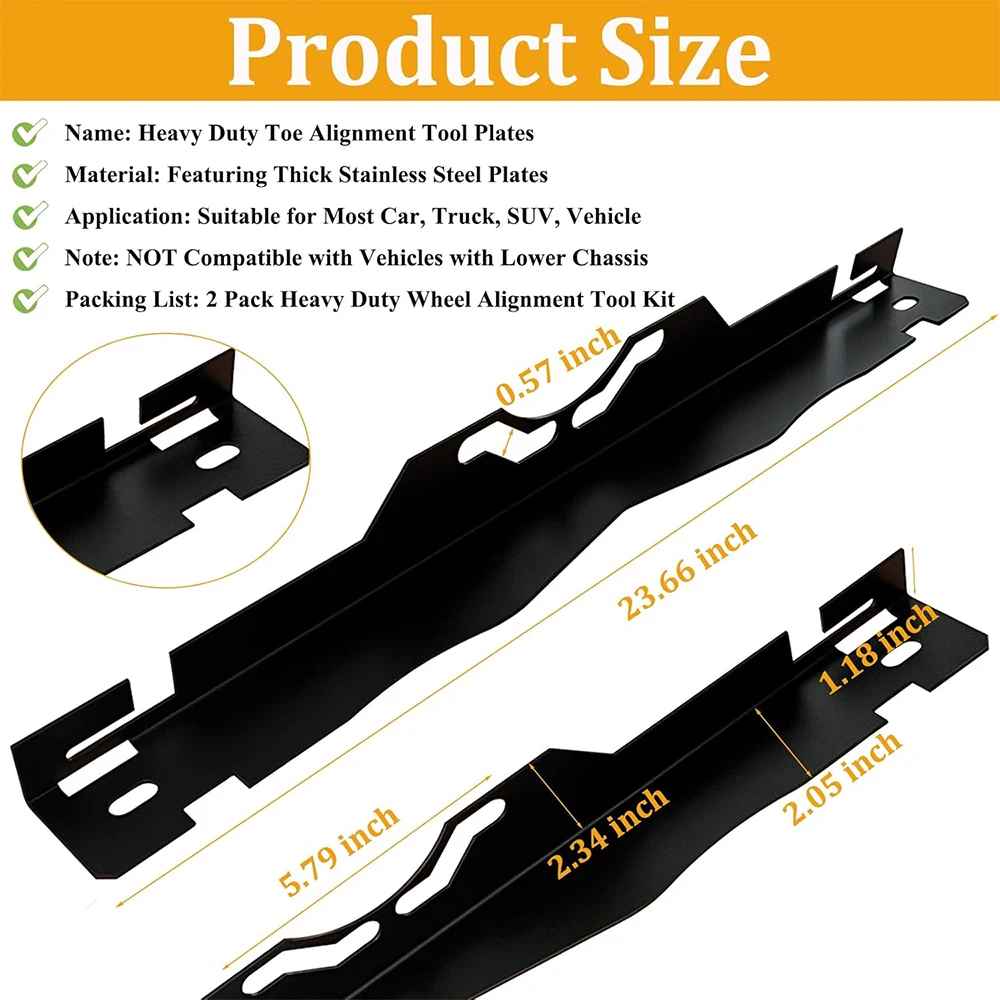 

2 Pcs Heavy Duty Wheel Alignment Tool Kit Toe Alignment Tool Plates Hanging Hole Design Suitable Various Vehicles