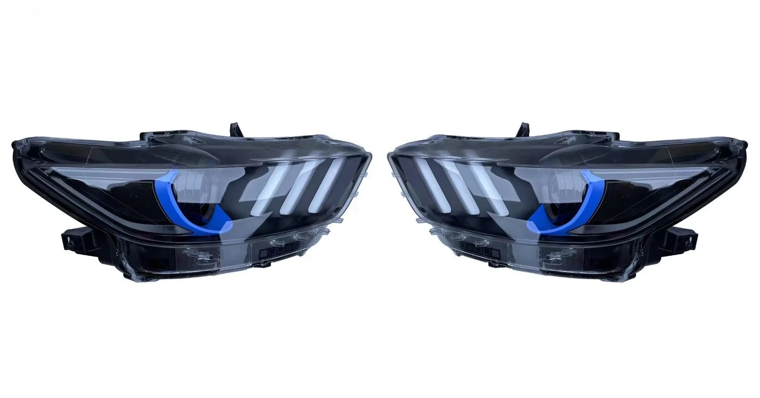 For Mustang Modified 24K Pure Black Version 15-17 Headlight Assembly New 6000K Color Interstellar Design Blackened Headlights