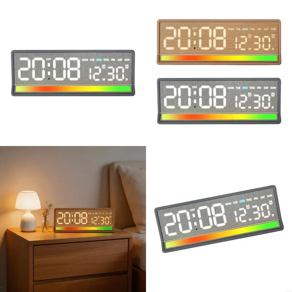 F19B Dynamic Rainbows Lighting Effect Clock with Precise Timekeeping Function Fun Sound Visual LED Digital Clock for Home