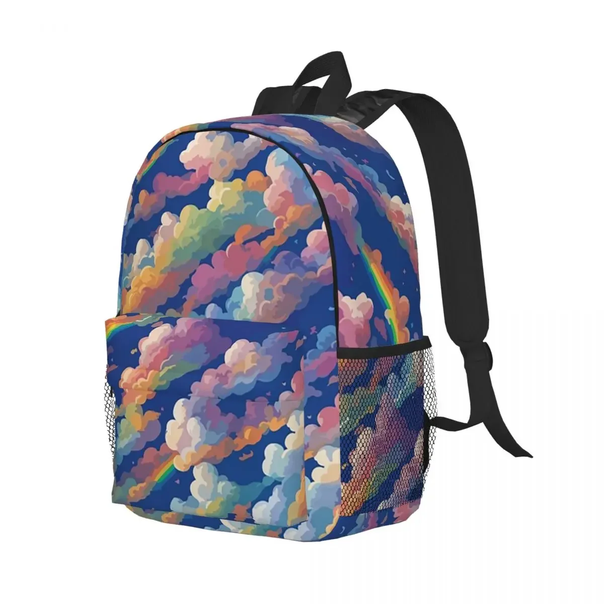 

Rainbow With Clouds Comic Style Backpack Student Boys Girls BookBag Children School Bag Laptop Shoulder Bags for Men Women