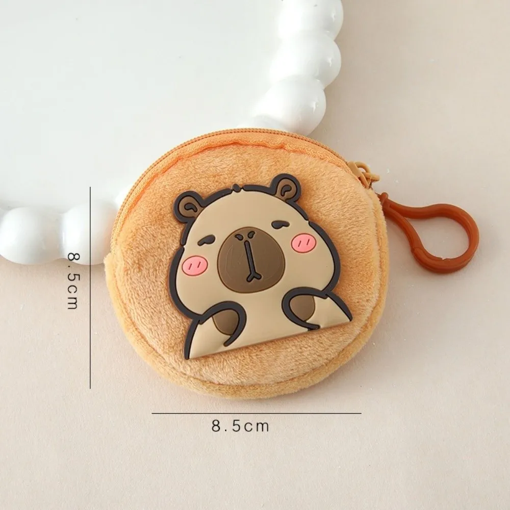Cute Mini Capybara Coin Purse Round Zipper Wallet Cartoon Pouch Pendant Headphone Storage Bag