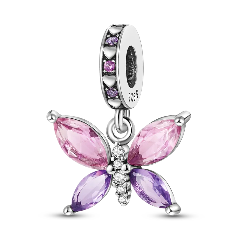 925 Silver Butterfly Sparkling Flower Iris Tulip Lavender Sunflower Beads Fit Original  Bracelet DIY Bead Women Jewelry