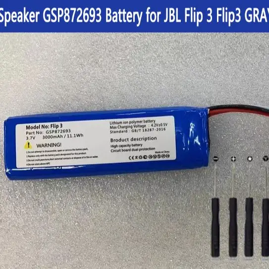 Speaker GSP872693 Battery for JBL Flip 3 Flip3 GRAY Bluetooth Wireless Original Capacity Batteries